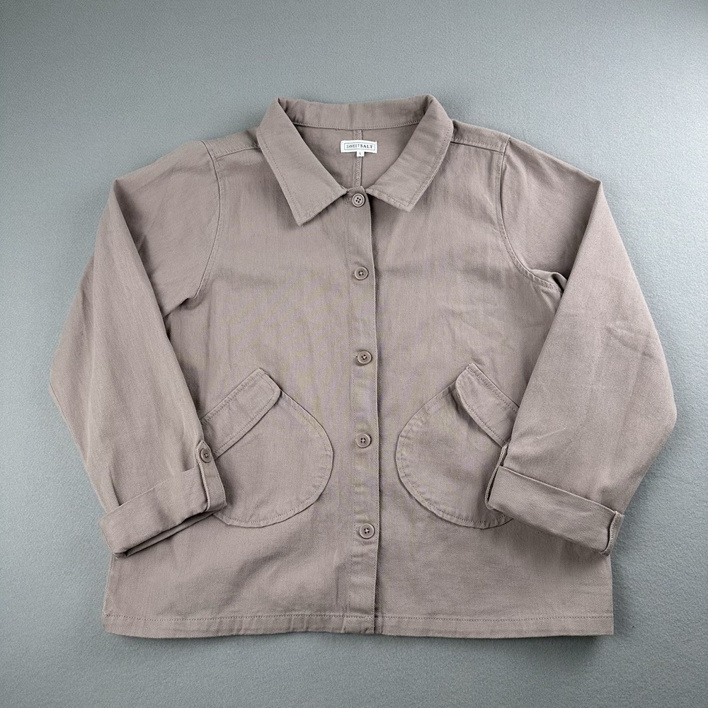 Sweetsalt Women's Pink Shacket Shirt Jacket Size Large‎ 100% Cotton
